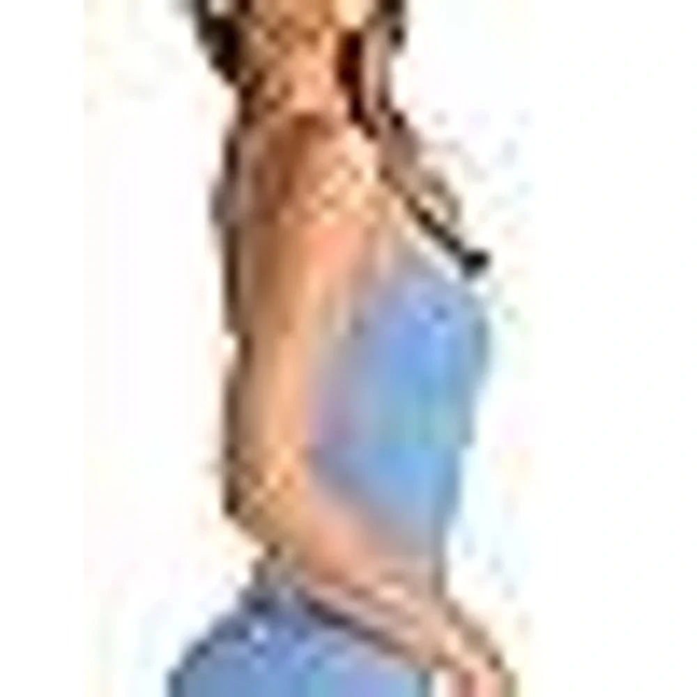 Bikini Top Blue Ruched Spaghetti Strap V Neck Swimwear Beach Resort Women‎ XL